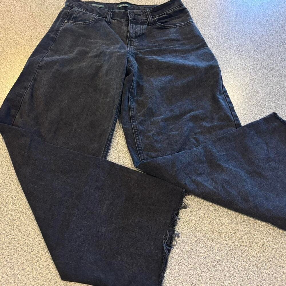 Wild Fable Black Wash High-Rise Wide Leg Denim Jeans - Size 0 - Raw Hem